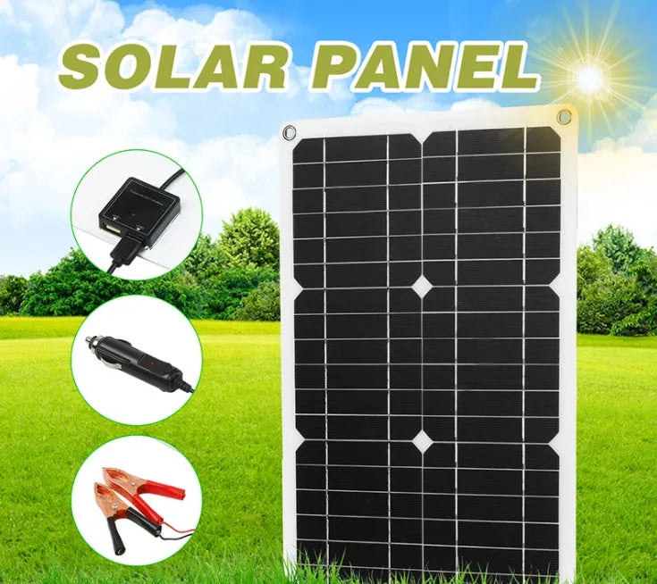 180W monocrystalline solar panel in black and white with PET surface, 420x280mm, including black charge controller
