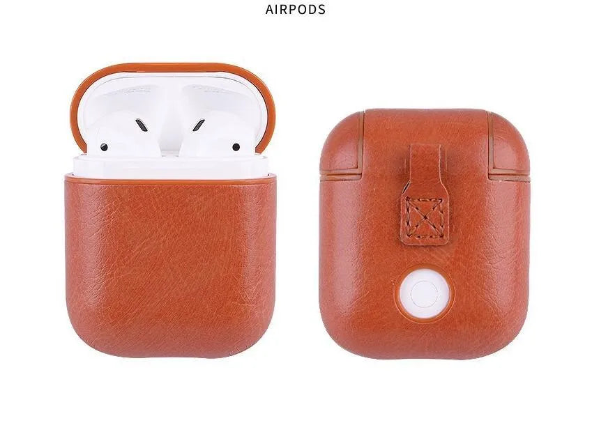 Genuine leather Bluetooth earphone charger case for Apple AirPods in multiple colours