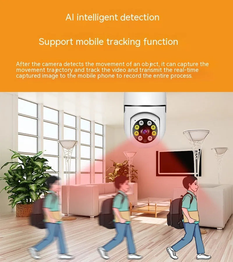 Wireless wifi bulb security camera with 1080p definition and full colour night vision for lamp holder installation