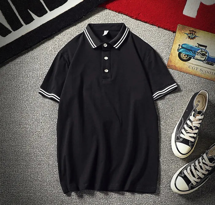 Men long-sleeved cotton T-shirt in black, side view, sizes M to XXXL