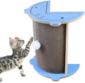 Cat corner scratching pad with hanging ball installed in room corner