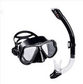 Diving goggles with PC frame, transparent glass lens, adjustable silicone strap, and buckle in multiple colour options