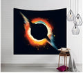Galaxy print polyester hanging wall tapestry with hippie retro design, available in multiple sizes for home decor or use as a yoga mat