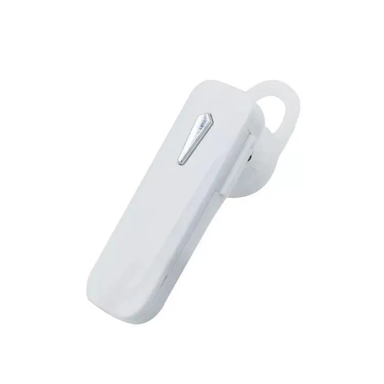M163 black and white Bluetooth car headset for hands-free calls and music control.