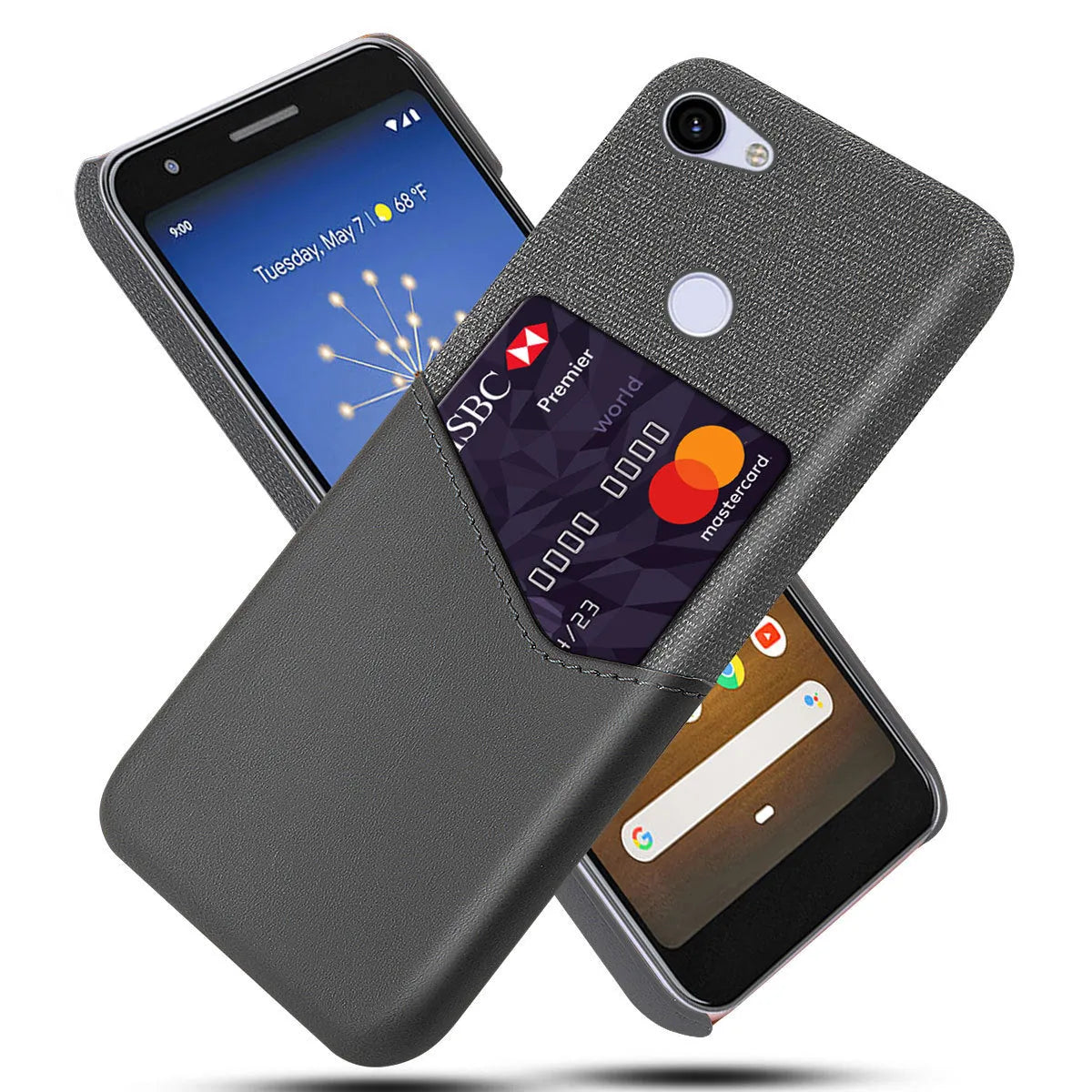 Leather Google Pixel mobile phone case in solid colours showing back cover design.