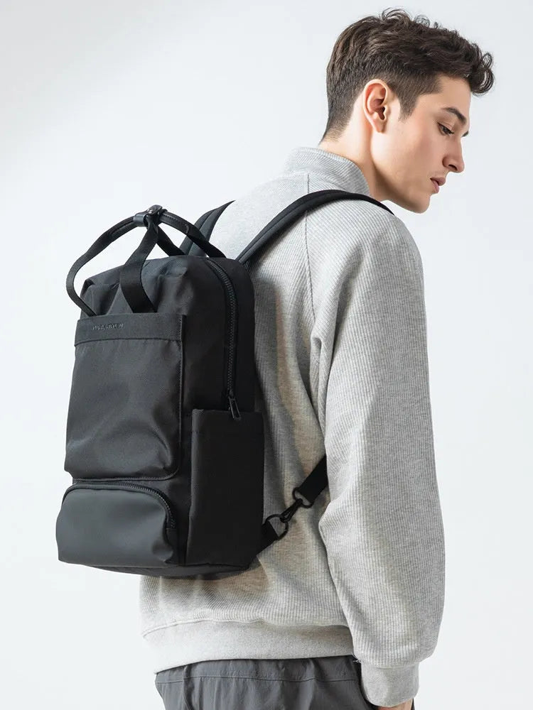Black Oxford cloth computer backpack with 20-35L capacity
