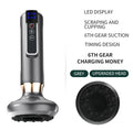 Green electric vacuum cupping massager with digital display and charging cable.