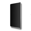 Double-sided aluminium mouse pad in Black on a desk, showing non-slip metal surface and compact size