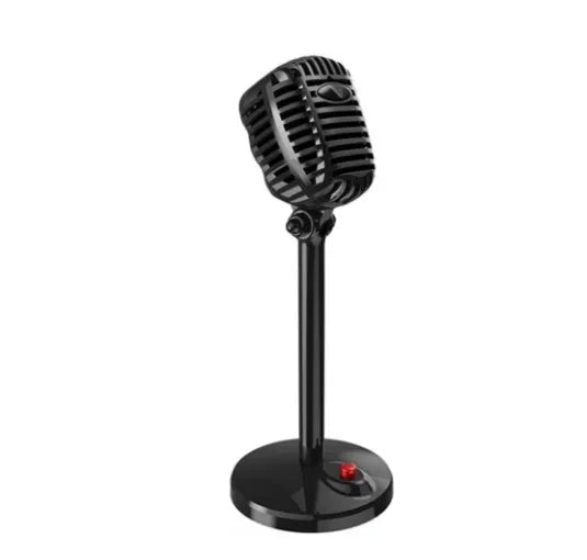 Black USB computer microphone on an adjustable stand with a 1.8m cable.