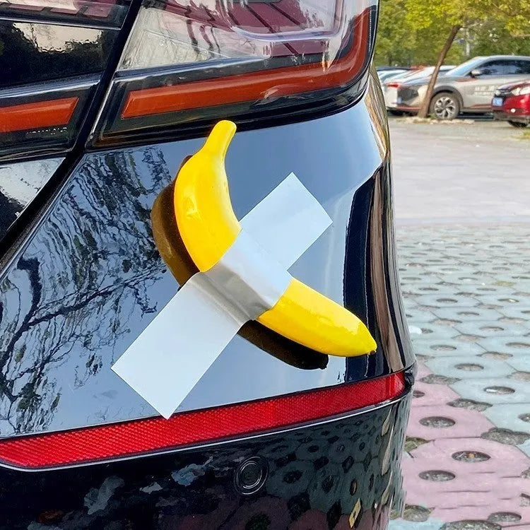 Creative spoof art banana car sticker in foam material with cartoon design