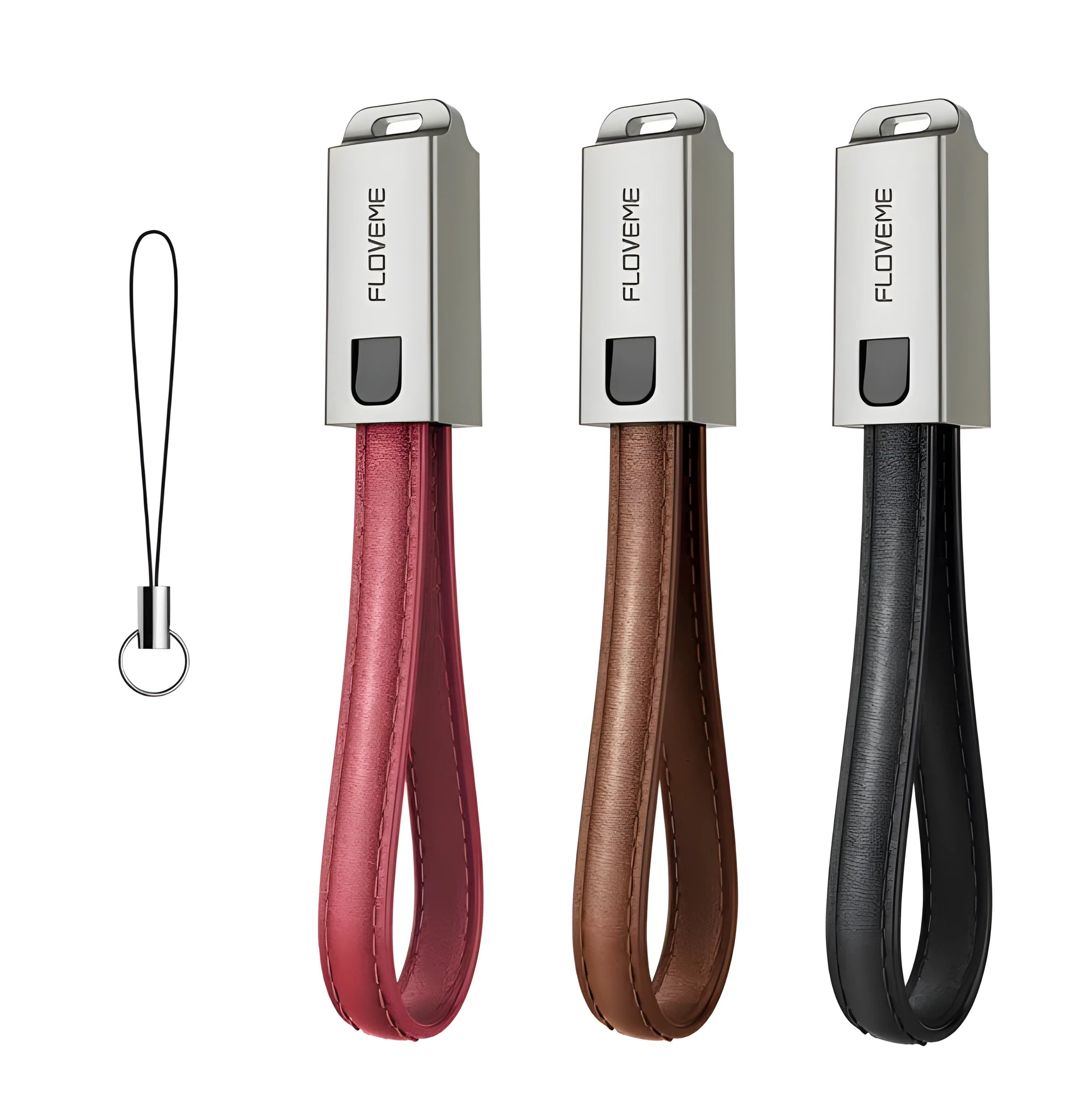 20cm leather USB C to Lightning charging cable with zinc alloy connector in black colour