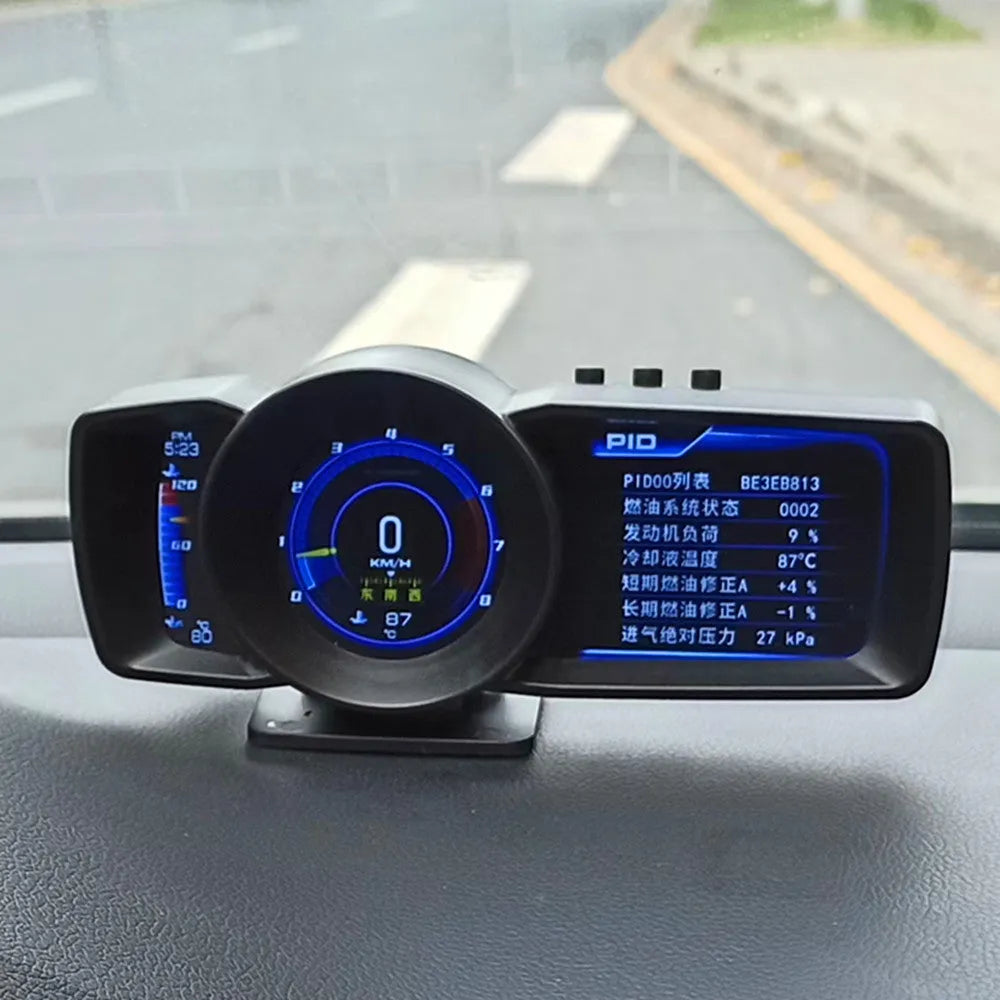 A600 OBD2 driving computer with GPS and BeiDou navigation on vehicle dashboard
