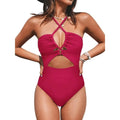 Women's solid colour backless one-piece swimsuit in polyester with high elasticity