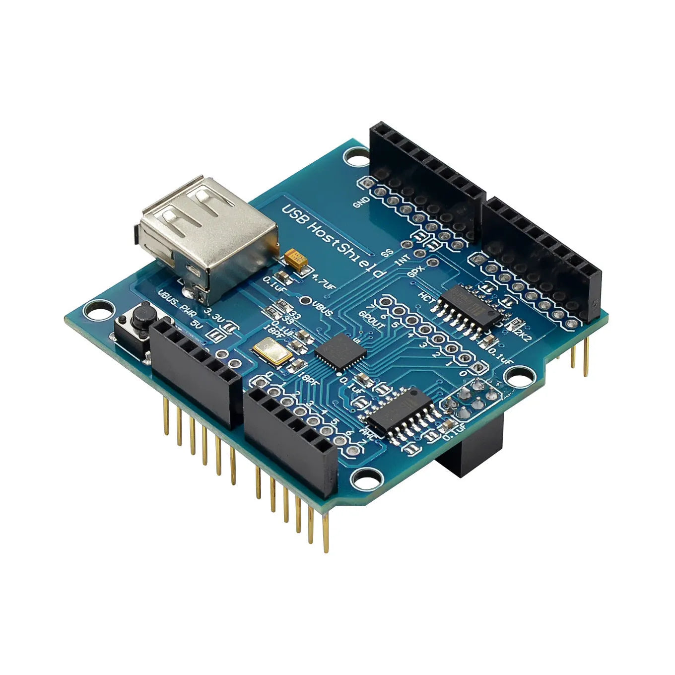 USB Host shield board compatible with Arduino MEGA 2560 featuring Google ADK support and flank installation