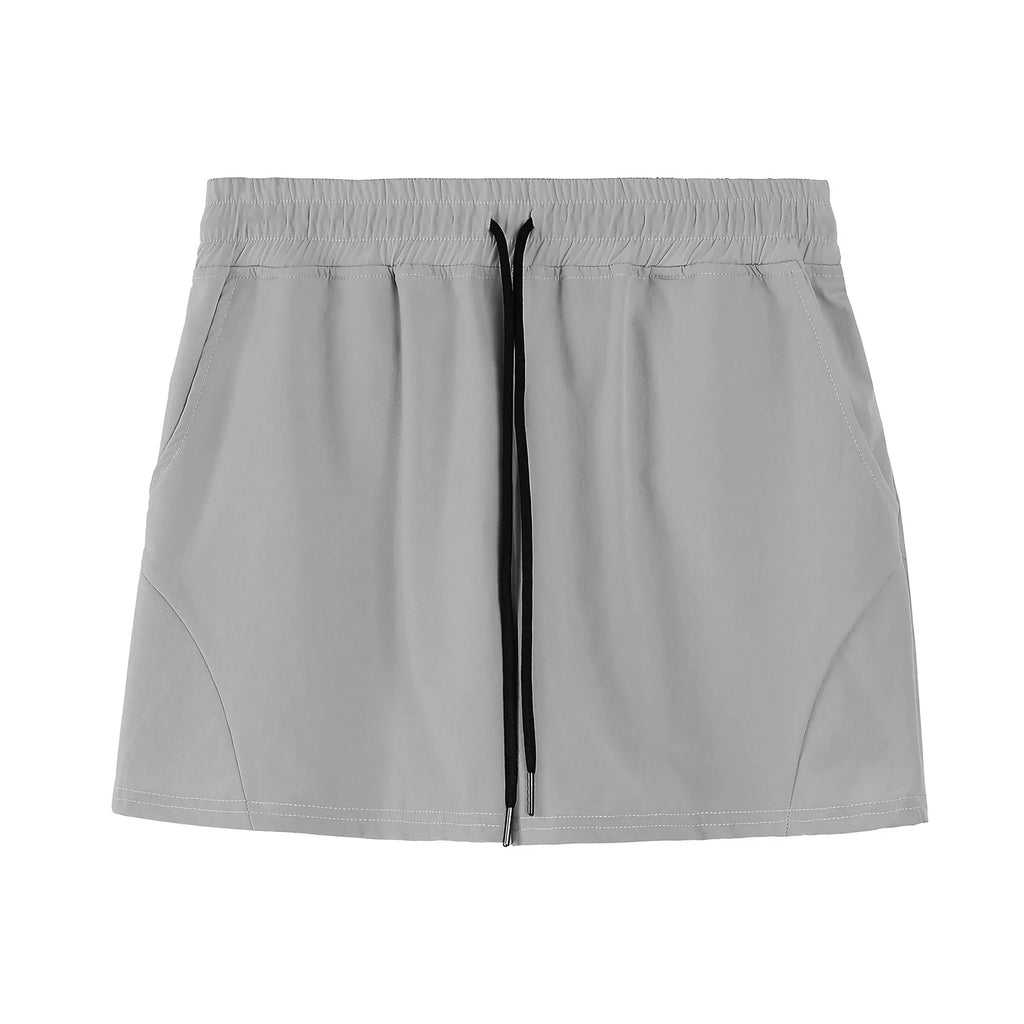 Men's thin polyester basketball shorts in grey colour with elastic waistband