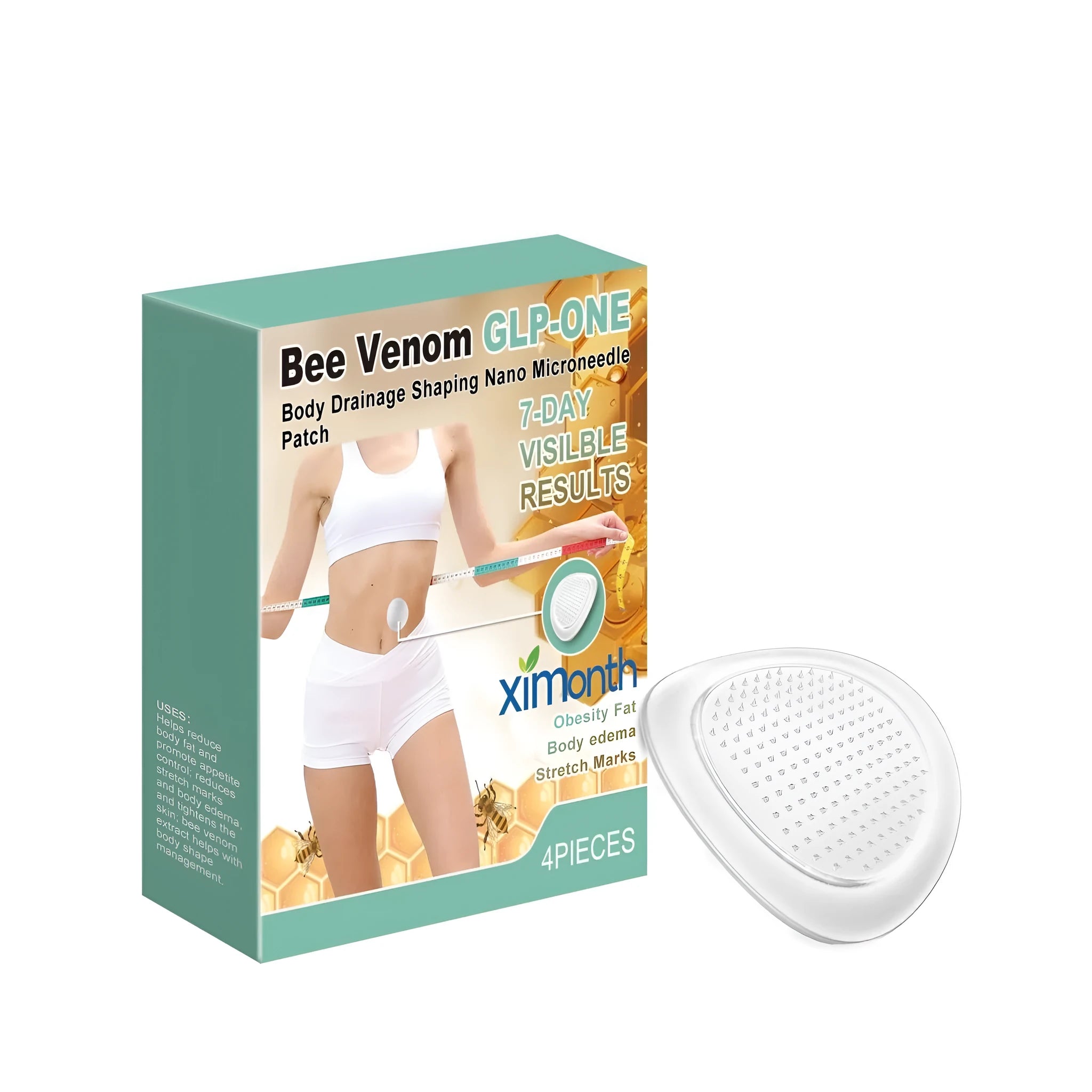 Four nano microneedle patches for body drainage shaping and facial contouring with bee venom ingredients