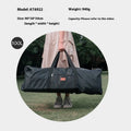 Green waterproof camping storage bag for folding tables and chairs showing expanded and folded sizes