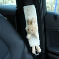 Cartoon plush car seat belt shoulder protector with bear and rabbit designs in soft lamb wool