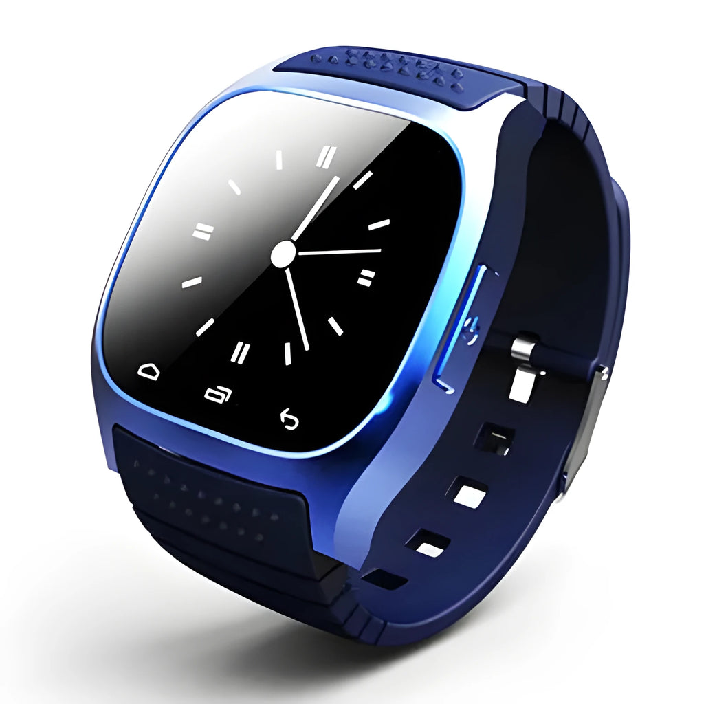 Bluetooth sports watch in black, white or blue colours compatible with Apple iPhone and Android phones