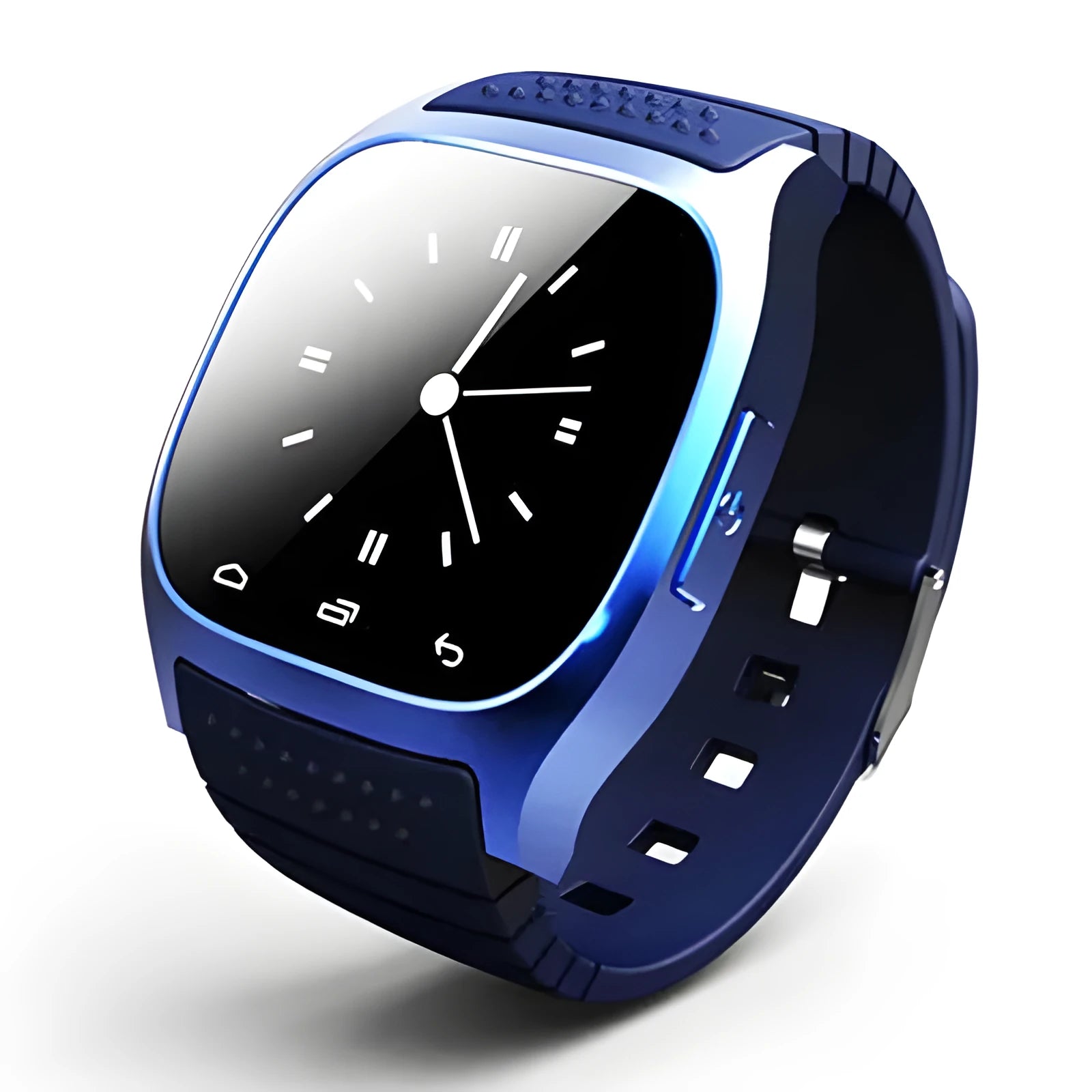 Bluetooth sports watch in black, white or blue colours compatible with Apple iPhone and Android phones