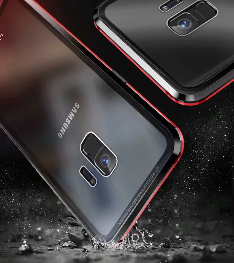 Samsung Galaxy magnetic privacy phone case with anti-peeping screen in closed position showing magnetic closure