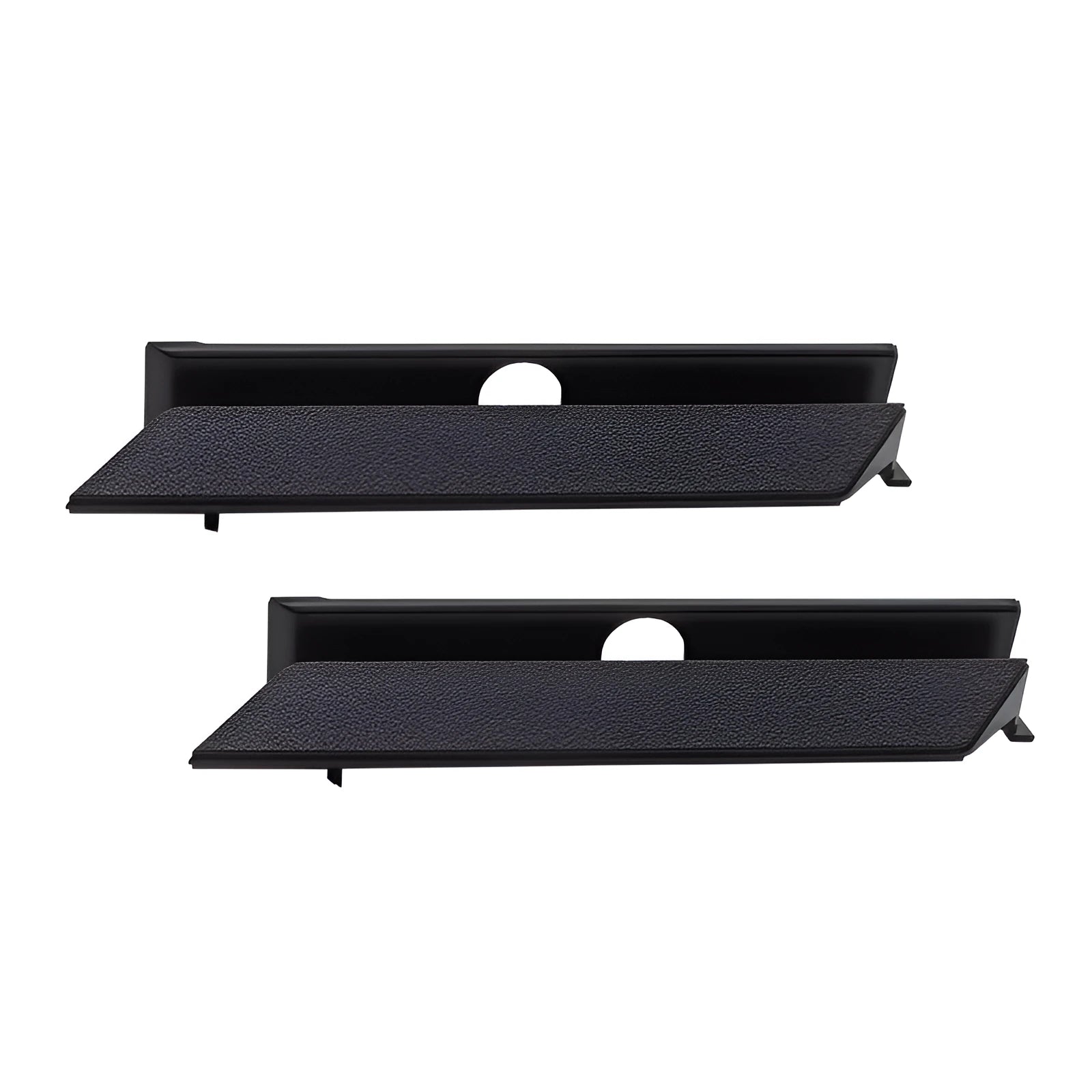 Black PS4 Pro hard drive bottom cover and small plastic repair parts including a baffle and strip.