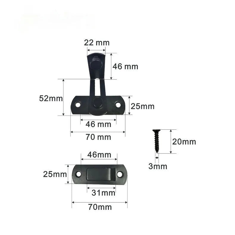 American-style black carbon steel sliding door lock with stainless steel shackle for barn doors.