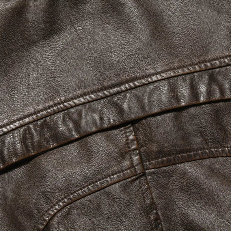 Leather jacket in PU cortex with zipper placket, available in black colour, polyester lining