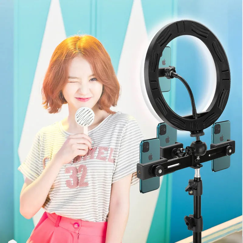 10-inch ring selfie light with metal bracket for smartphone photography and video calls