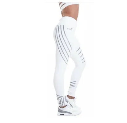 Women's black and white printed workout leggings with milk silk fabric and slim fit design