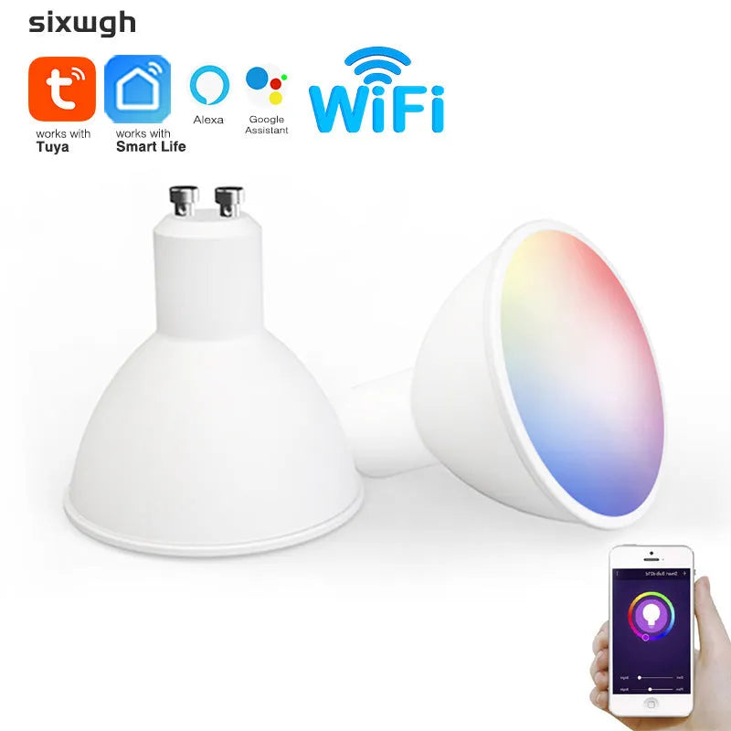 GU10 smart LED spotlight bulb with RGBCCT colour control and WiFi connectivity