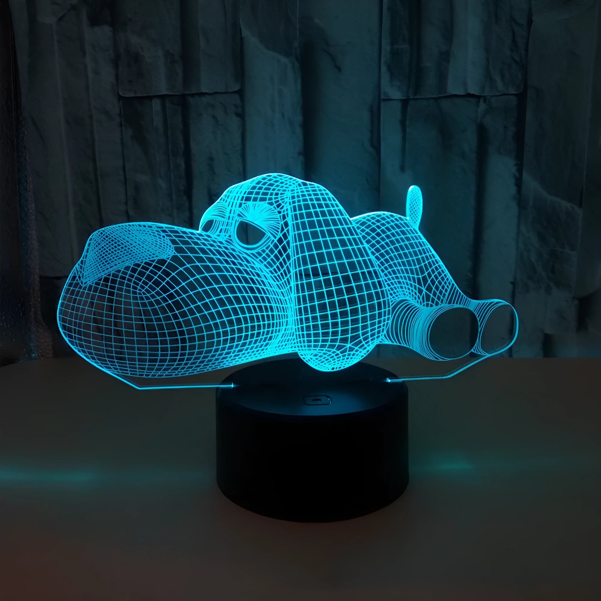 3D illusion dog desk lamp glowing in multiple colours with a touch button.