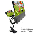12-inch mobile phone screen amplifier with adjustable gooseneck mount and integrated speakers