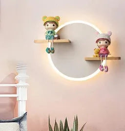 Creative cartoon wall lamp for children's bedroom with acrylic shade and three colour light options in Ordinary White finish
