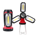 Red LED camping light with eight modes, deformable table lamp, and built-in power bank function