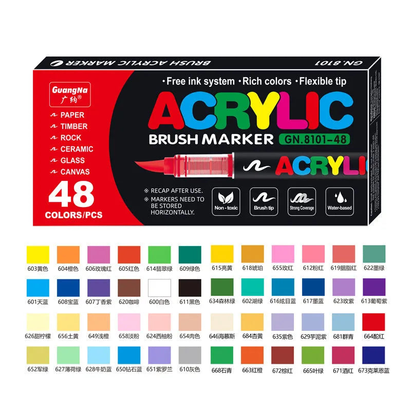Set of straight liquid acrylic marker pens for art and graffiti in various colours