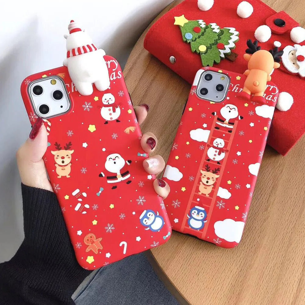 Red and green Christmas design silicone back cover case on an iPhone.