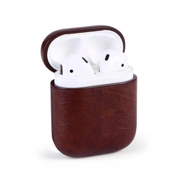 Genuine leather Bluetooth earphone charger case for Apple AirPods in multiple colours