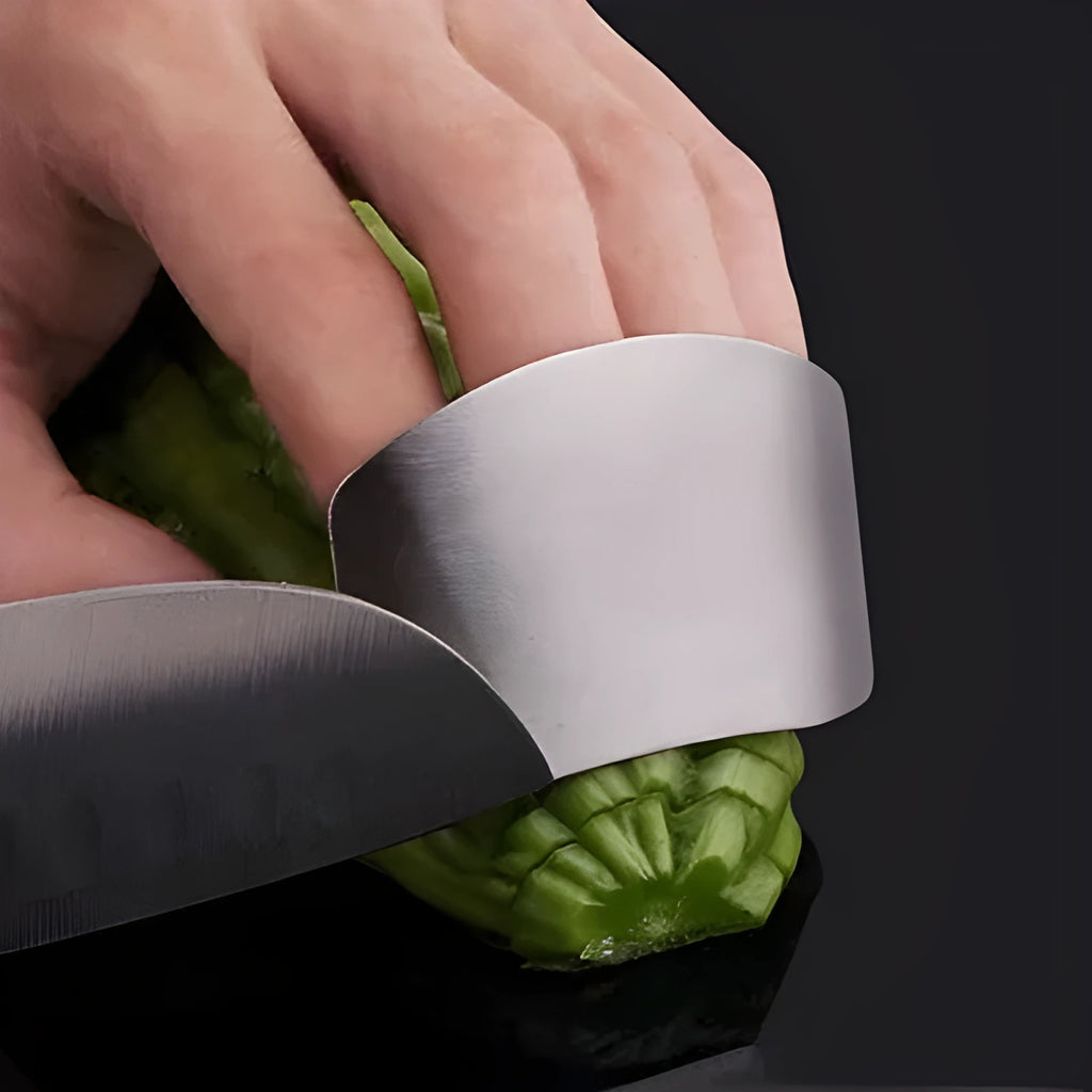 Stainless steel kitchen finger guard for vegetable cutting protection with single and double finger size options