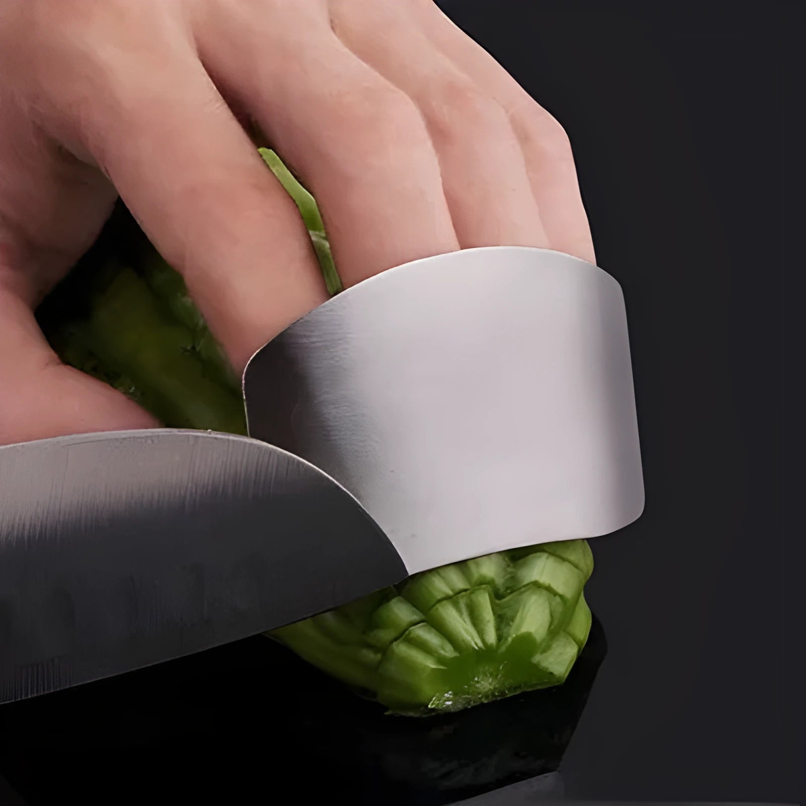 Stainless steel kitchen finger guard for vegetable cutting protection with single and double finger size options