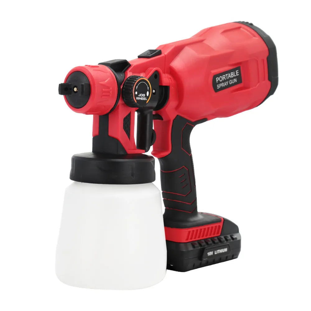 Blue cordless paint spraying machine with watering can and lithium battery
