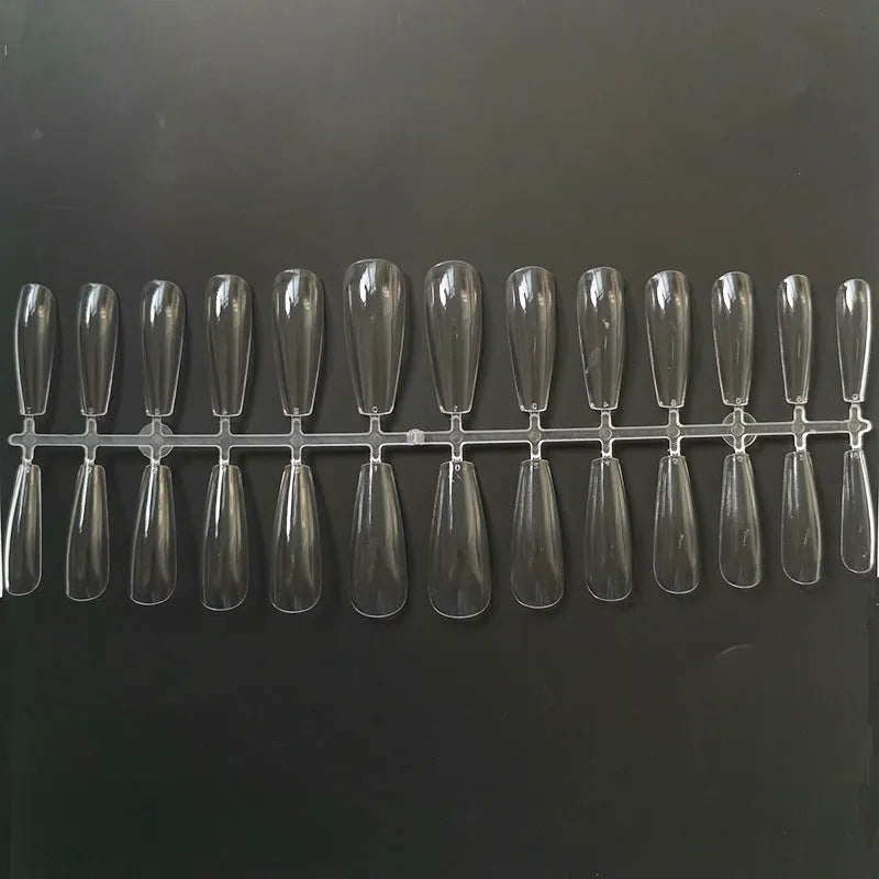 Non-marking false nails in transparent ABS plastic with thickened tips and ultra-thin top, two style options