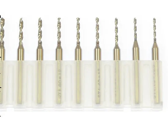 Imported tungsten carbide micro-engraving bit set with sizes from 0.1mm to 2.0mm for CNC machining.