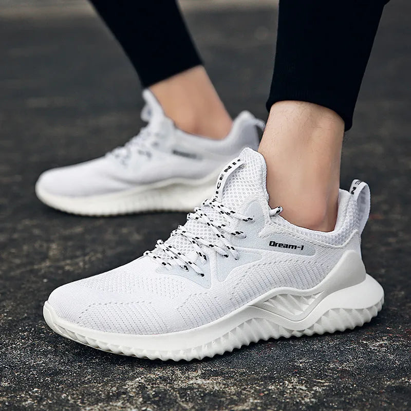 Breathable mesh running shoes for adults with front strap closure in multiple colours