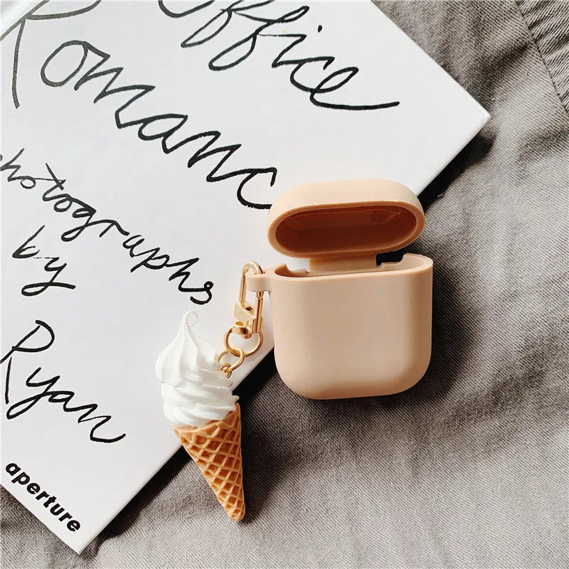 Colourful cylinder ice cream design silicone protective case for Apple AirPods 2 wireless charging case.