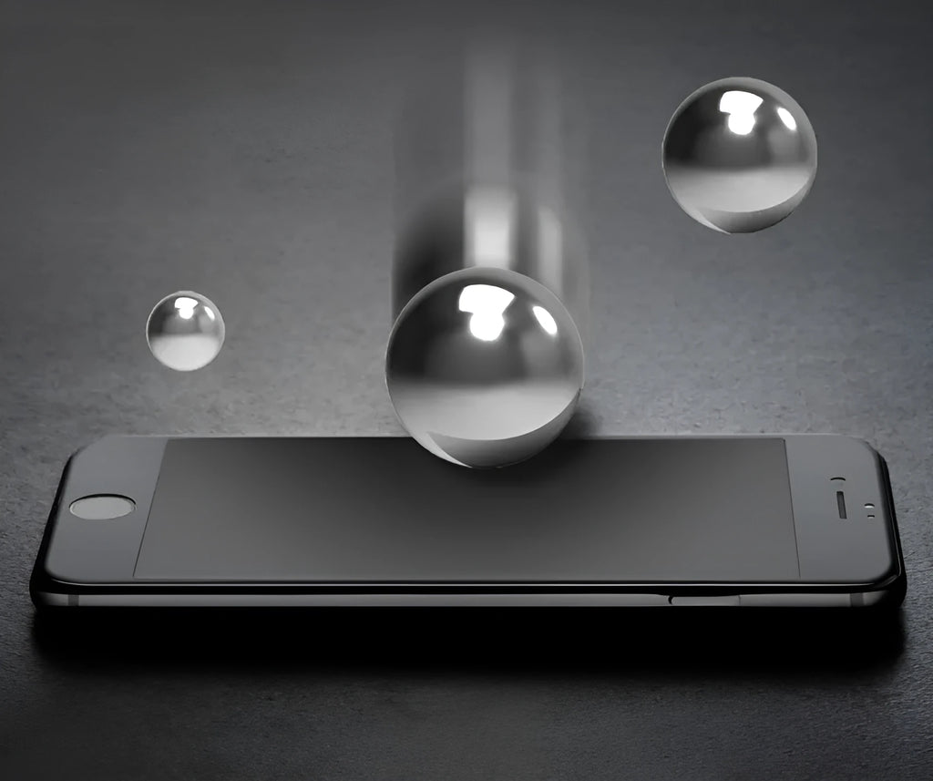 Tempered glass screen protector for Apple iPhone XS Max showing anti-reflective and mirror finish.