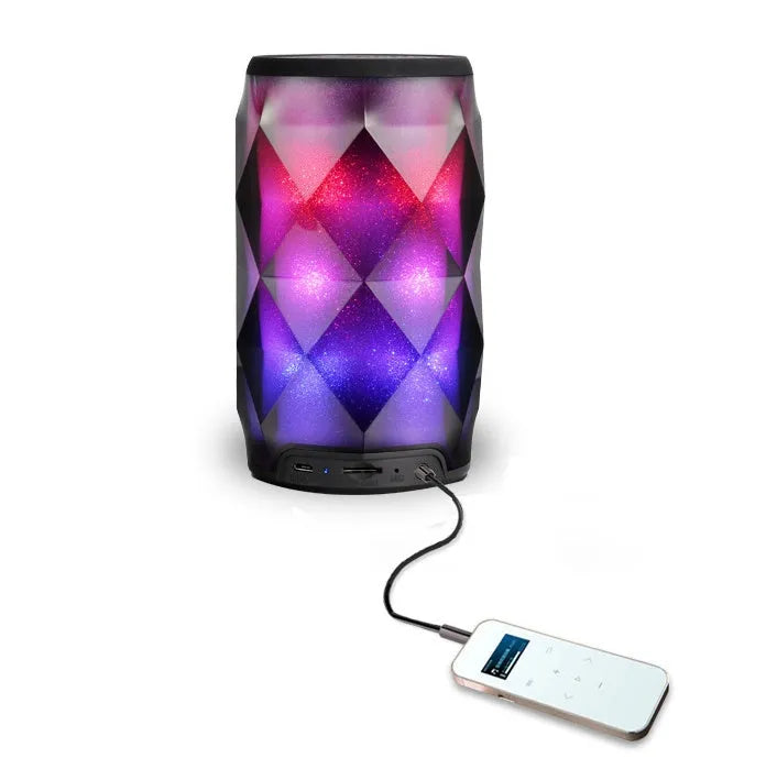 Black crystal diamond cut Coke can Bluetooth speaker lantern with colourful lighting effects and touch controls