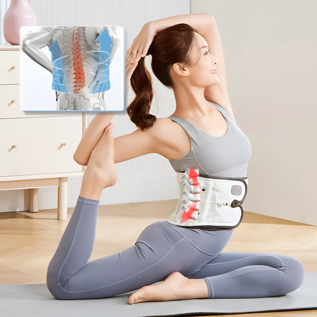 Automatic inflation lumbar waist supporter for disc stretch correction in PU material