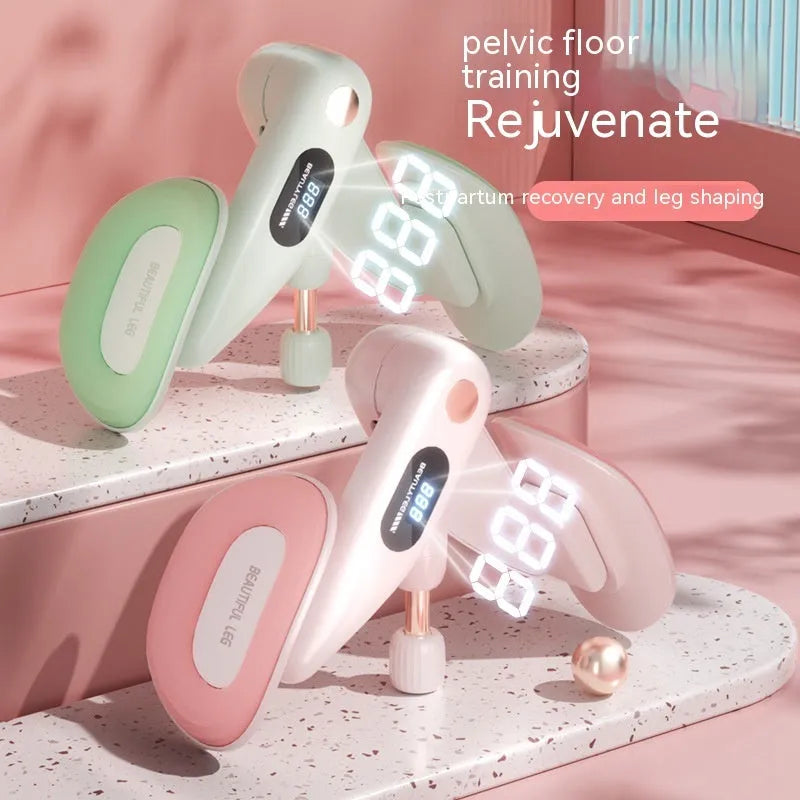 Pelvic floor muscle training device in blue, gray, green, or pink colours with ABS spring foam construction