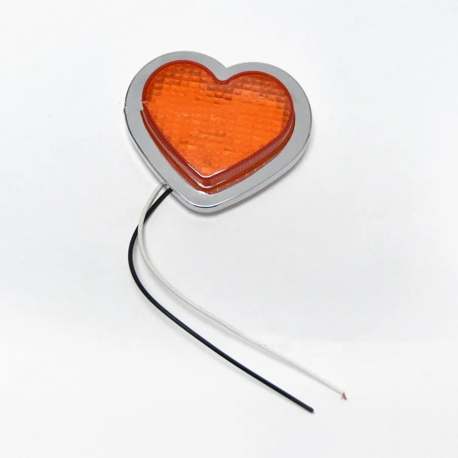 Heart-shaped 12V LED automotive fender sidelight in multiple colour options for vehicle customisation